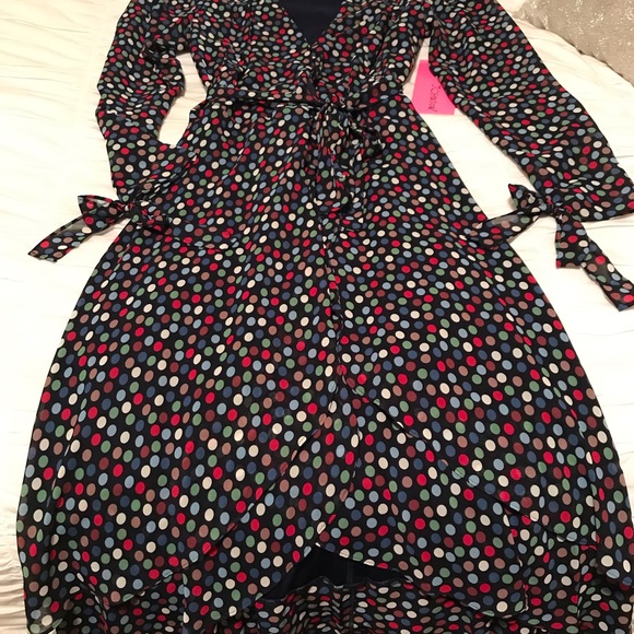 NWT Betsey Johnson Polka Dot High Low Wrap Dress 4 - Picture 7 of 8